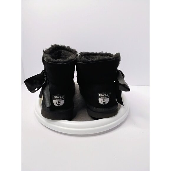 Pawz Dog Boots Black Faux Fur Suede Bow Detail Womens Size 8 - Picture 6 of 7